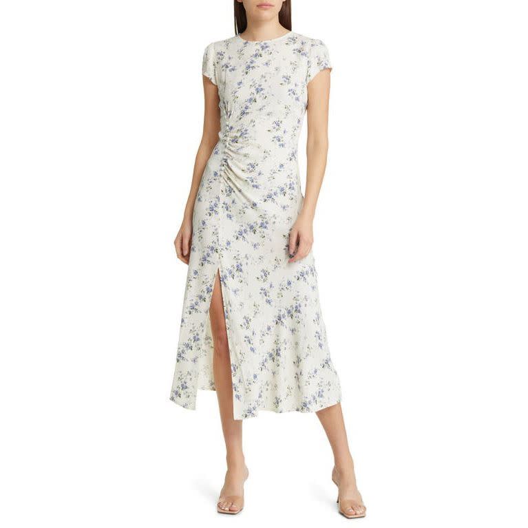 5) Frasier Gathered Short Sleeve Midi Dress