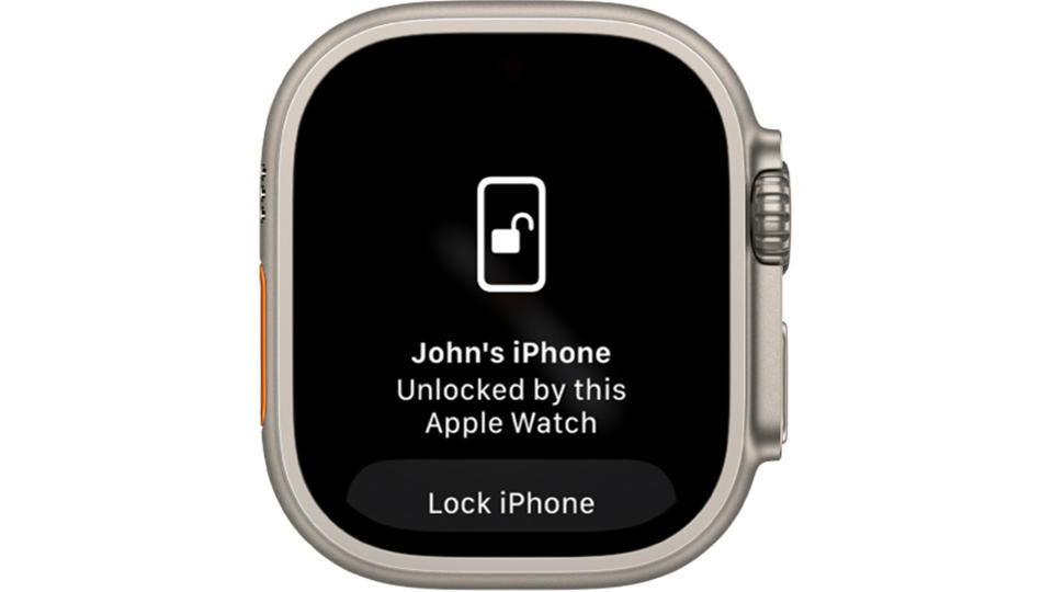 Apple Watch screenshot showing unlocking an iPhone