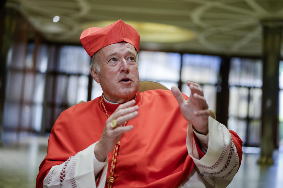 FILE - Cardinal Robert Walter McElroy, bishop of San Diego, attends a reception for relatives and friends in the Paul VI Hall at the Vatican Saturday, Aug. 27, 2022. McElroy has been one of the most prominent voices expressing hope that the October 2023 synod will expand the roles women can play in the church and broaden the acceptance of LGBTQ Catholics. (AP Photo/Andrew Medichini, File)