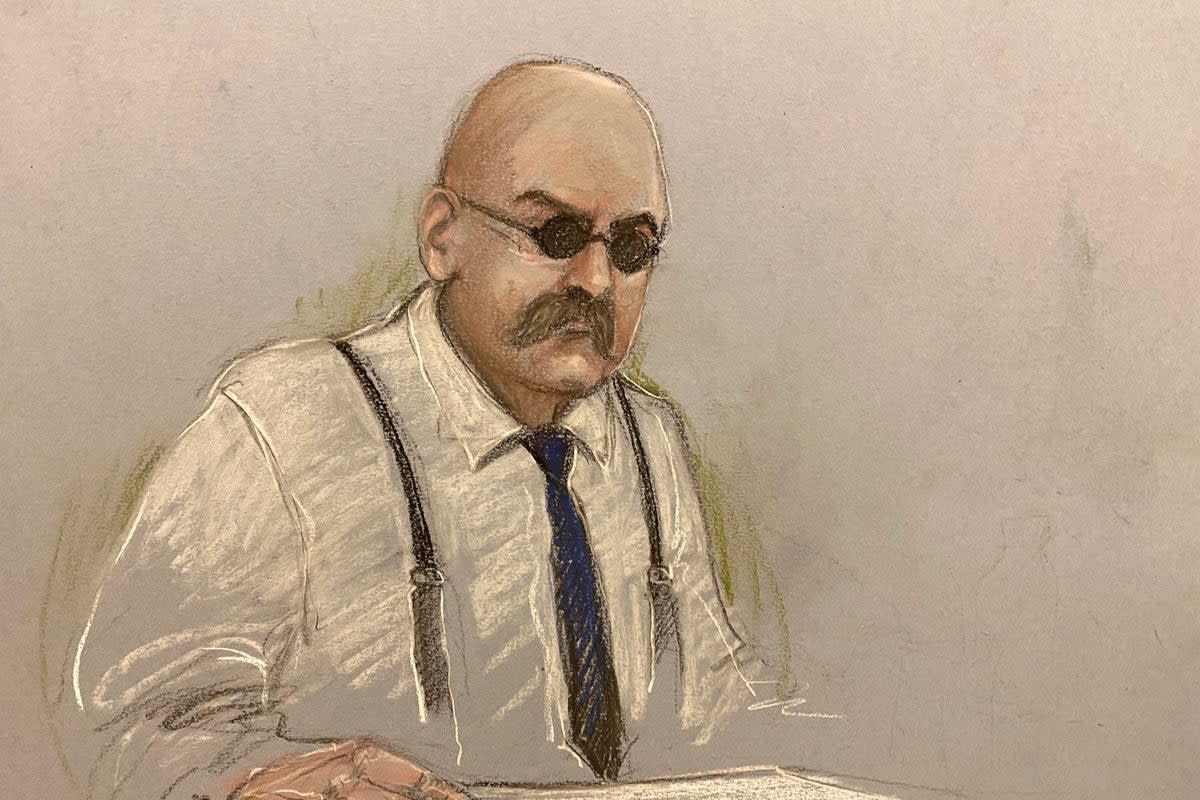 Bronson skected by an artist during his parole hearing (PA Wire)