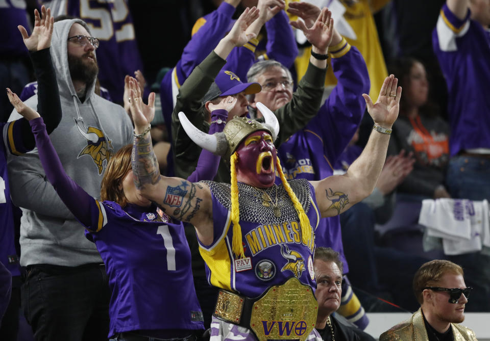 “Skol!” will ring through the streets of Minneapolis if the Vikings win the NFC crown in Philadelphia. (AP)