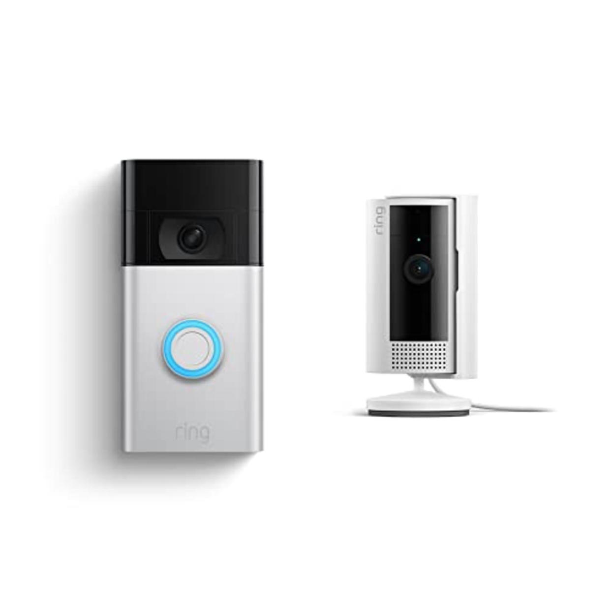 Ring Video Doorbell, Satin Nickel with All-new Ring Indoor Cam, White (AMAZON)