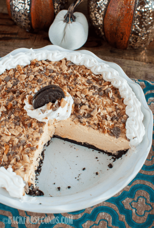 <p>Back for Seconds</p><p>This easy No-Bake Pumpkin Cheesecake Recipe will be the star of your holiday dessert table! The Oreo cookie crust and toffee pecan topping makes this pie irresistible!</p><p><strong>Get the recipe: </strong><a href="https://backforseconds.com/no-bake-pumpkin-cheesecake-recipe/" rel="nofollow noopener" target="_blank" data-ylk="slk:No-Bake Pumpkin Cheesecake;elm:context_link;itc:0;sec:content-canvas" class="link "><strong>No-Bake Pumpkin Cheesecake</strong></a></p><p><strong>Related: <a href="https://www.yahoo.com/lifestyle/25-easy-no-bake-christmas-191804192.html" data-ylk="slk:25 Easy No-Bake Christmas Candy & Cookie Recipes;elm:context_link;itc:0;sec:content-canvas;outcm:mb_qualified_link;_E:mb_qualified_link;ct:story;" class="link  yahoo-link">25 Easy No-Bake Christmas Candy & Cookie Recipes </a></strong></p>
