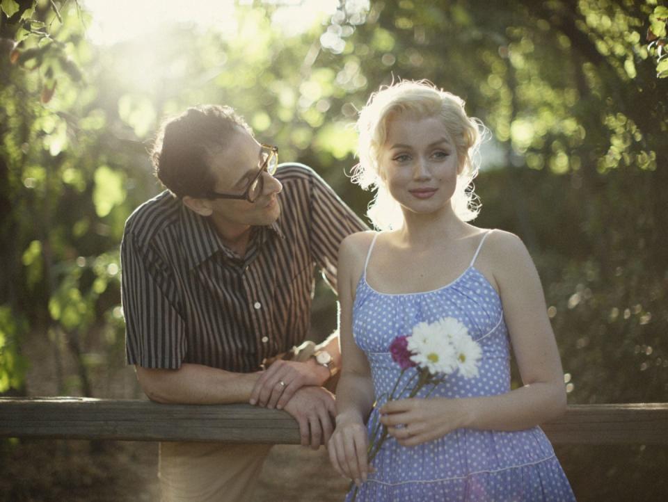 adrien brody as the playwright and ana de armas as marilyn monroe in a scene from blonde a good housekeeping pick for best movie 2022