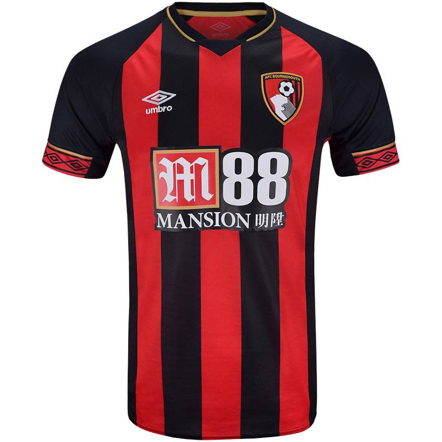 <p>Bournemouth’s kit features their traditional red and black stripes. </p>