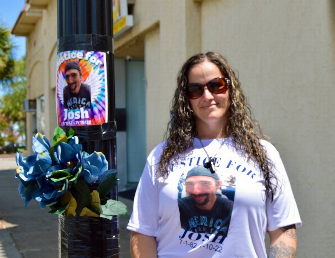 Staci Wilson at Josh Wilson’s crash site in Myrtle Beach