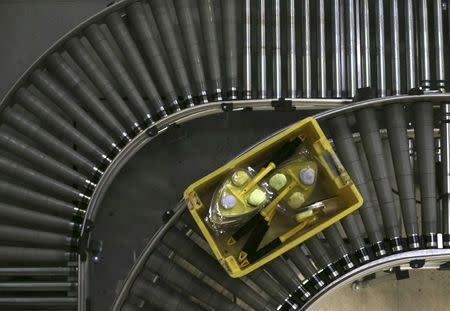 Stock travels on a conveyor belt during Black Friday deals week at an Amazon Fulfilment Centre in Hemel Hempstead in southern Britain, November 25, 2015. REUTERS/Neil Hall