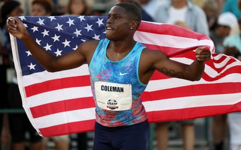 Christian Coleman looks on after the Men's 100m Final during Day 2 of the 2017 USA Track & Field Outdoor Championships at Hornet Stadium on June 23, 2017 in Sacramento, Californi - Credit:  Getty Images