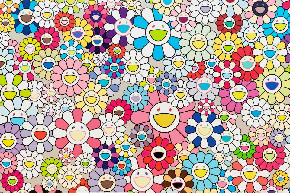 A closeup of Murakami's colorful design.