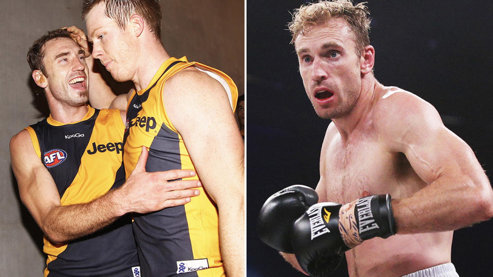 Shane Tuck, pictured here during his AFL and boxing careers.