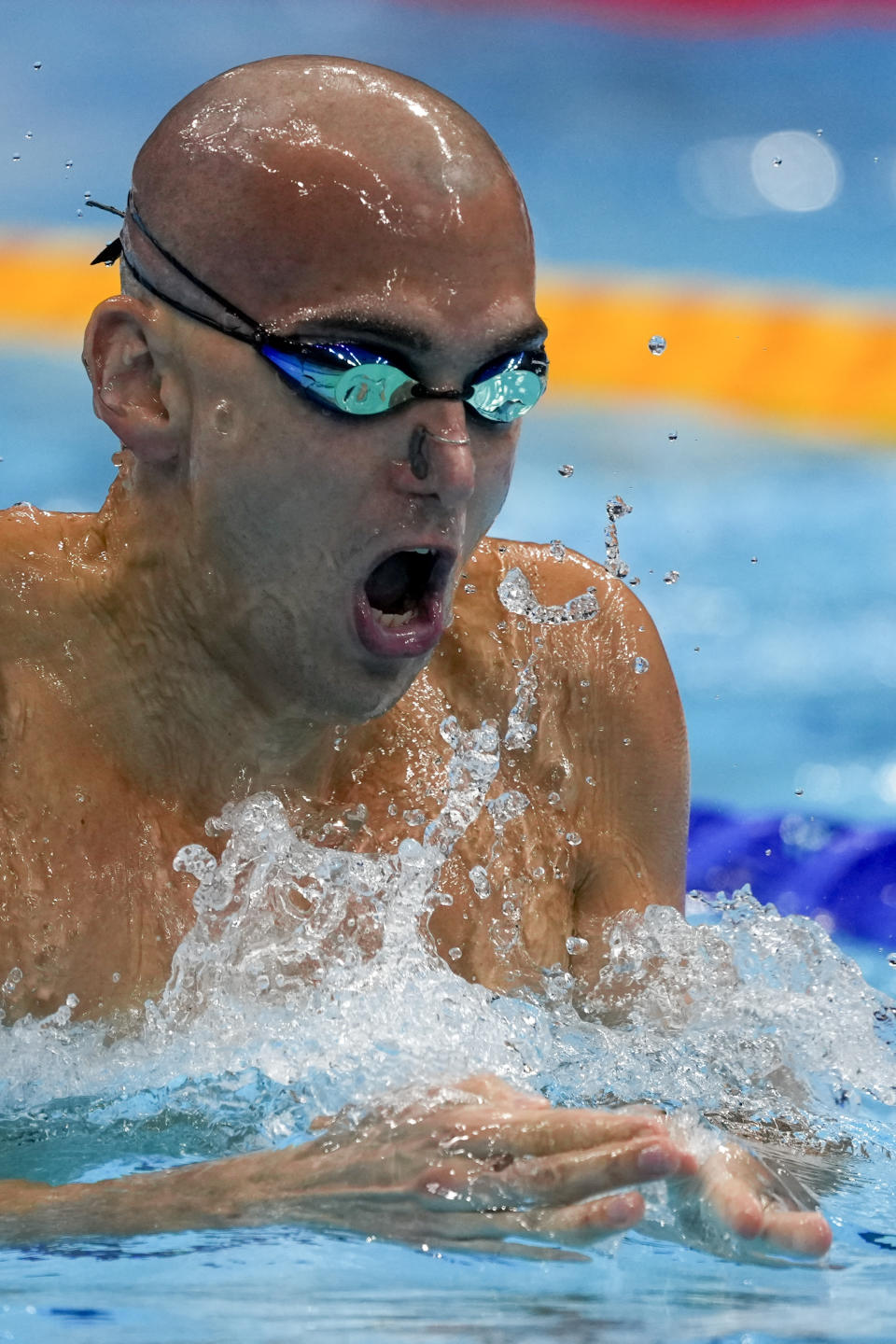 Laszlo Cseh, of Hungary, swims in a men's 200-meter individual medley semifinal at the 2020 Summer Olympics, Thursday, July 29, 2021, in Tokyo, Japan. (AP Photo/Martin Meissner)