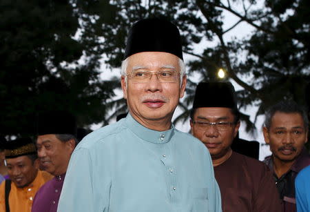 Malaysia's Prime Minister Najib Razak arrives to break fast at Saujana Menteri Besar in Malaysia's southern state of Johor July 3, 2015. REUTERS/Edgar Su