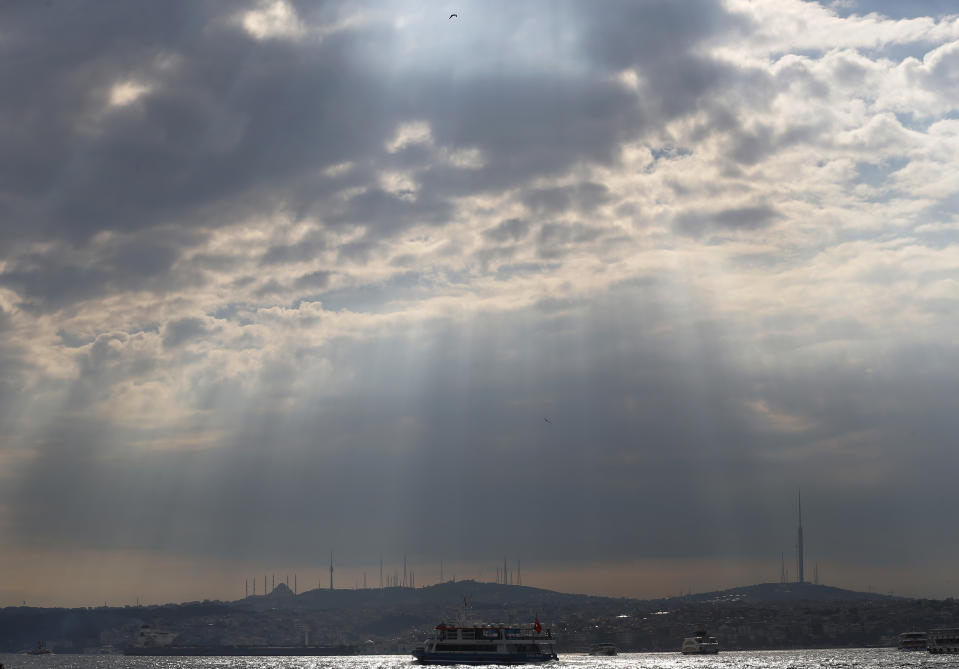 <p>A boat crosses the Bosporus Strait, separating Europe and Asia, background in Istanbul, Thursday, July 19, 2018. Turkeyâs controversial two-year-long state of emergency expired at midnight Wednesday and the government is set to introduce new anti-terrorism laws which the opposition insists are just as oppressive. Turkey declared a state of emergency after a failed coup in 2016 and extended it seven times. (AP Photo/Lefteris Pitarakis) </p>