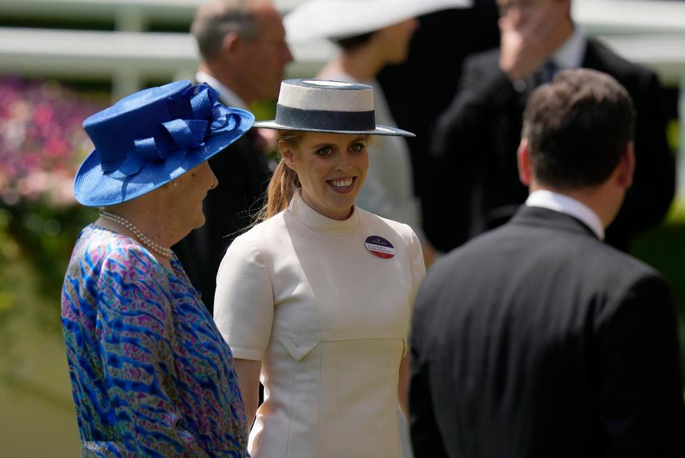 Princess Beatrice, centre, looks on, during the second day of the Royal Ascot horserace meeting.