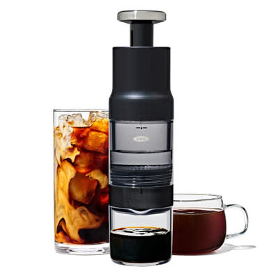 The new OXO Rapid Brewer makes exquisite hot concentrated coffee in two minutes and smooth, low-acid cold brew in five minutes.