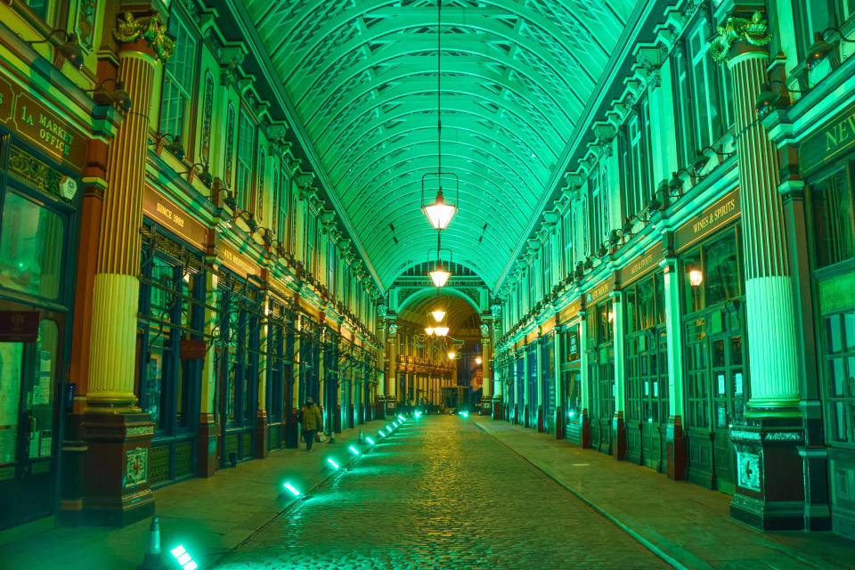 The losses in London have been the highest, amounting to £51.4bn of lost economic activity. Above, Leadenhall Market in the City of London. Photo: Vuk Valcic/SOPA Images/LightRocket via Getty Images