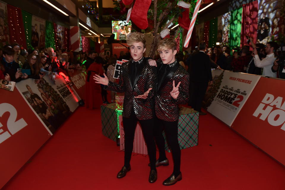 DUBLIN, IRELAND - NOVEMBER 15:  John and Edward Grimes aka Jedward attends the Irish premiere of 'Daddy's Home 2'  Odeon Cinema on November 15, 2017 in Dublin, Ireland.  (Photo by Charles McQuillan/Charles McQuillan /Getty Images for Paramount Pictures)