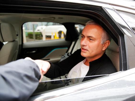 Jose Mourinho is pictured leaving the Lowry Hotel in Manchester (Reuters)