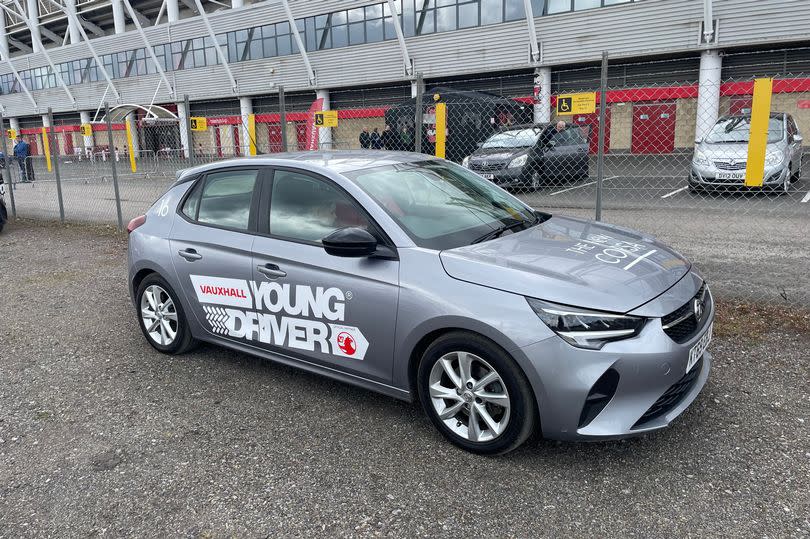 Joshua Hunter being shown the ropes before setting off at Young Driver, Middlesbrough