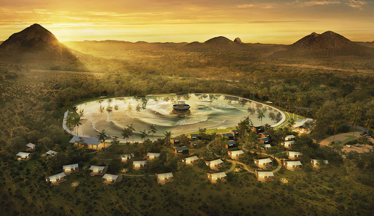 A rendering of the proposed resort from above. Photo: Surf Lakes