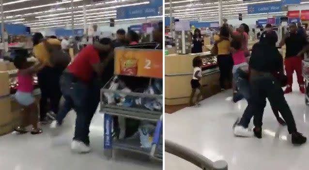 A brawl between two families broke out at a US Walmart. Photo: LiveLeak