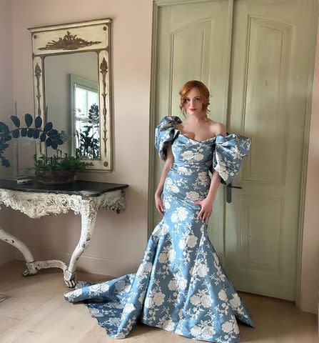 <p>Christina Hendricks/Instagram</p> Christina Hendricks at her wedding welcome party in New Orleans on April 19