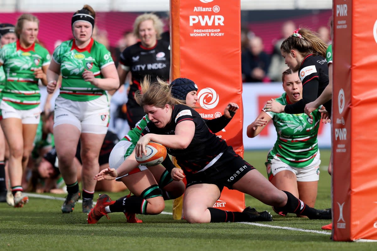Poppy Cleall scored a try in Saracens’ win over Leicester (Getty Images)