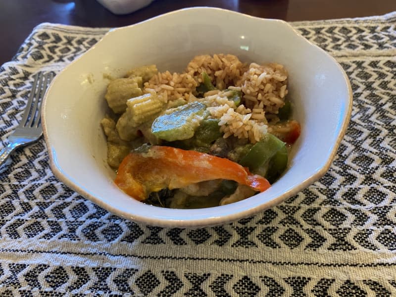leftover asian food in bowl