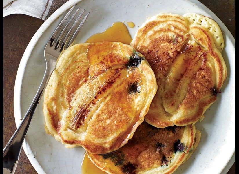 <strong>Get the <a href="http://www.huffingtonpost.com/2011/10/27/blueberry-banana-pancakes_n_1059508.html" target="_hplink">Blueberry-Banana Pancakes recipe</a></strong>