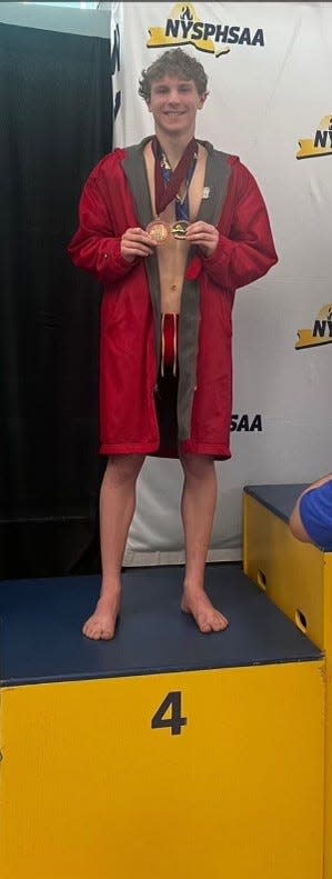 Chenango Valley senior Tyler Schultz placed fourth in the 200-yard individual medley and 100 breaststroke during the finals of the New York Boys Swimming & Diving Championships on March, 2, 2024 at Ithaca College.