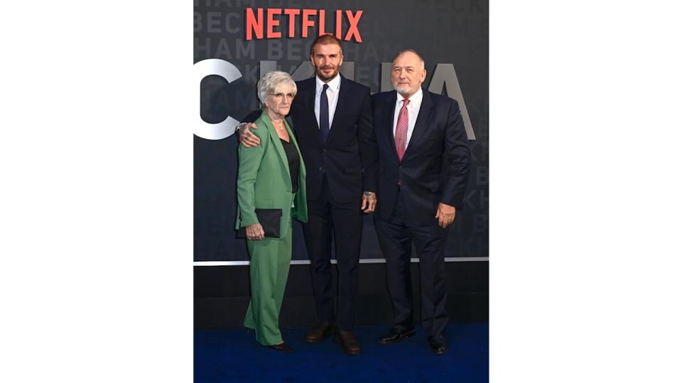 David Beckham and his parents at the premiere of Beckham 