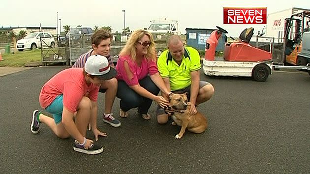 The McDonald family pose with Diesel.