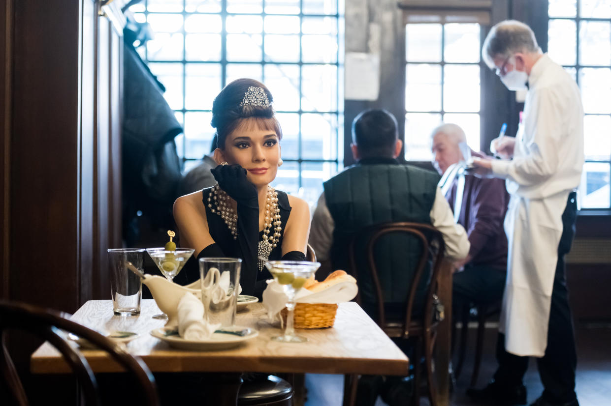 Audrey Hepburn's wax figure is keeping Peter Luger diners company during the pandemic. (Photo: Noam Galai/Getty Images)