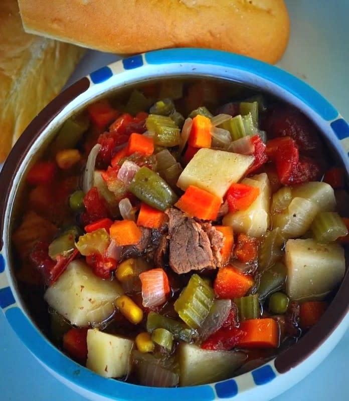 <p>Krista Marshall</p><p>Silky broth, tender beef, hearty vegetables. What other combo would you possibly want on a brisk fall's evening?</p><p><strong>Get the recipe: <a href="https://parade.com/841606/kristamarshall/beef-stew-that-beats-those-cold-winter-days/" rel="nofollow noopener" target="_blank" data-ylk="slk:Crock Pot Vegetable Beef Soup;elm:context_link;itc:0;sec:content-canvas" class="link rapid-noclick-resp">Crock Pot Vegetable Beef Soup</a></strong></p>