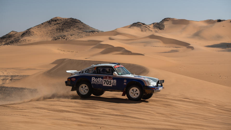 The 1982 Porsche 911SC that competed in this year’s Dakar Classic will be offered through Bonhams. - Credit: Jose Mario Dias