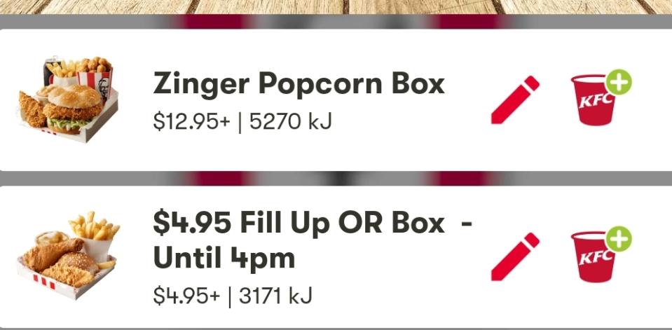 The New Products section on the KFC Australia app.