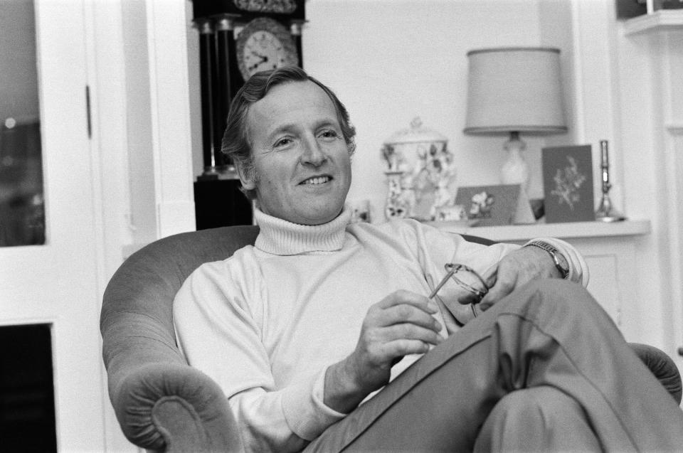 Television personality Nicholas Parsons pictured at his Hampstead Cottage, 19th December 1978. (Photo by Mike Maloney/Mirrorpix/Getty Images)