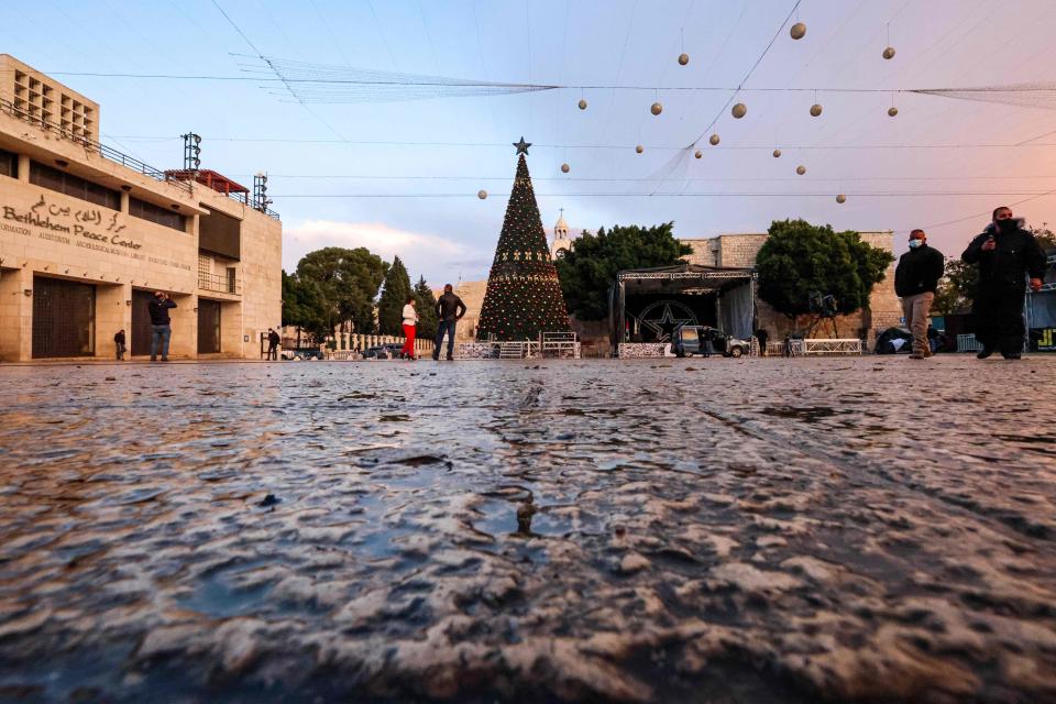 <p>The empty Manger Square before the lighting of the Christmas tree</p>AFP/Getty