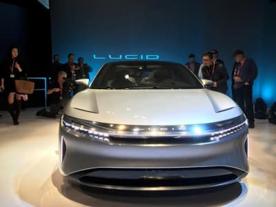 California-based Lucid Motors unveiled a prototype of a luxury sedan the Lucid Air at its unveiling in Fremont, California, U.S., December 14, 2016.  REUTERS/Alexandria Sage