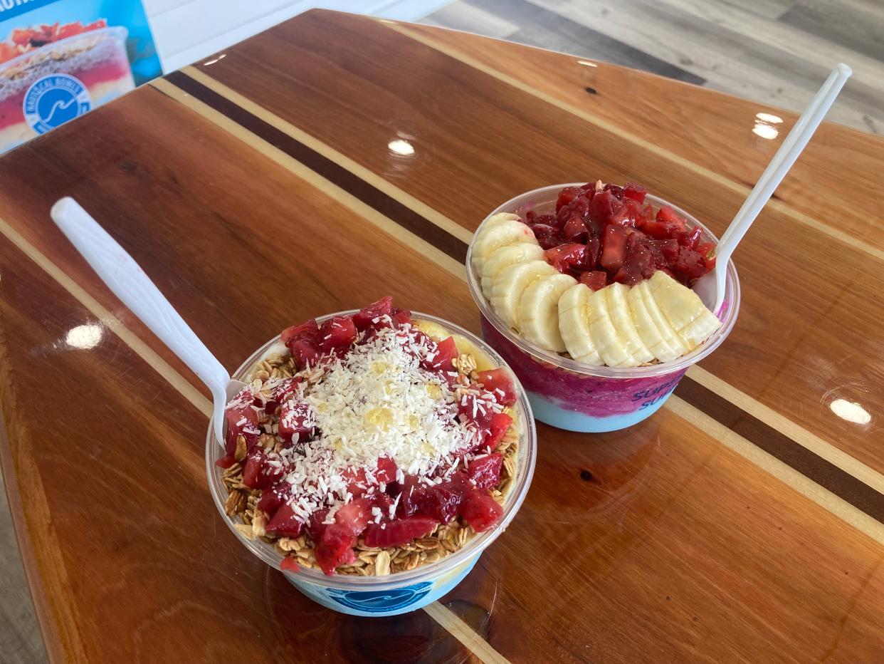 Nautical Bowls, at 12261 Eastlake, offers a great, cold and gluten free, dairy free treats. Pictured are the Paddle Bowl, left, and the Sunrise Bowl, with strawberries and bananas, right.