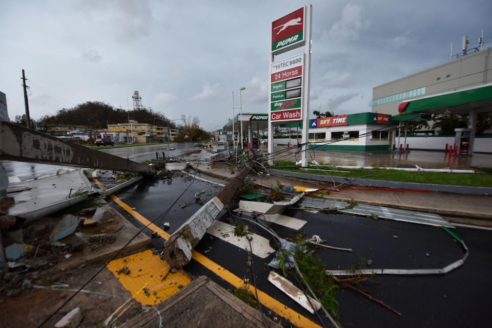 Lightposts lay on the ground after being damaged in San Juan.&nbsp;