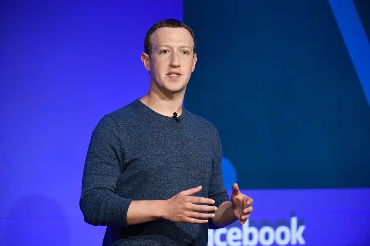 Facebook CEO Mark Zuckerberg speaks during a press conference in Paris (Bertrand Guay / AFP via Getty Images)