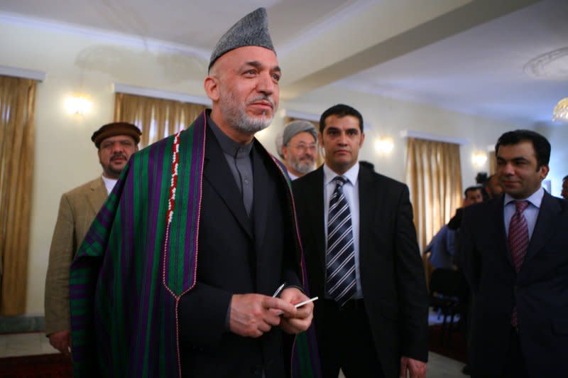 On November 20, 2009, Hamid Karzai was sworn in to begin his second five-year term as president of Afghanistan, vowing his army would have full control of the country's security by the time he left office. File Photo by Hossein Fatemi/UPI