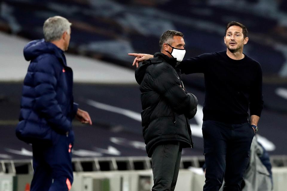 <p>Mourinho and Lampard had a heated exchange during Tottenham’s Carabao Cup win over Chelsea in September</p>Getty Images