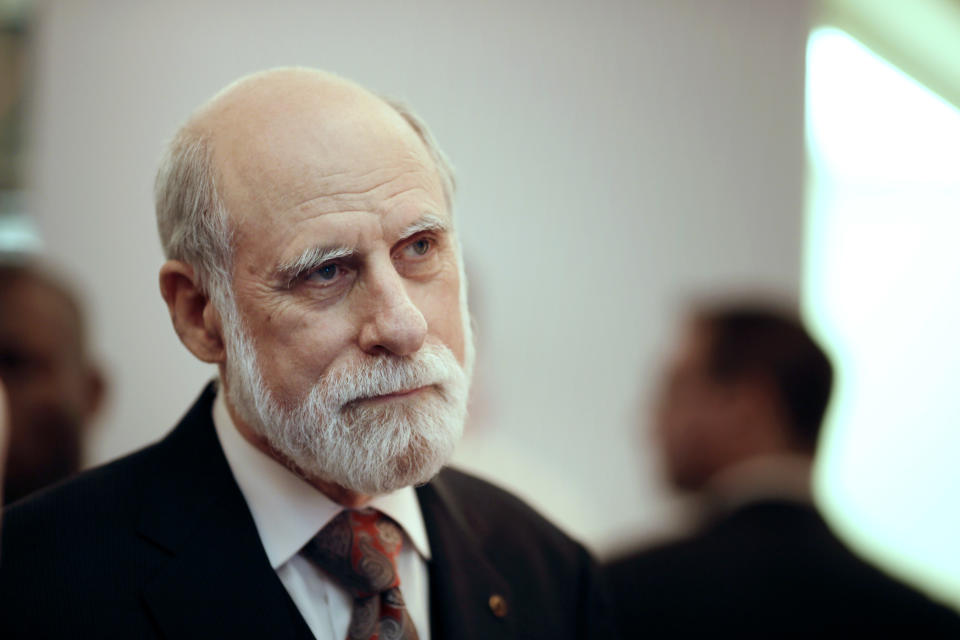 Vint Cerf, Google's vice president and "father of the internet," was one of more than 20 tech luminaries who&nbsp;wrote a letter to lawmakers this week urging them to push the FCC to cancel its vote on net neutrality. (Photo: KENZO TRIBOUILLARD via Getty Images)