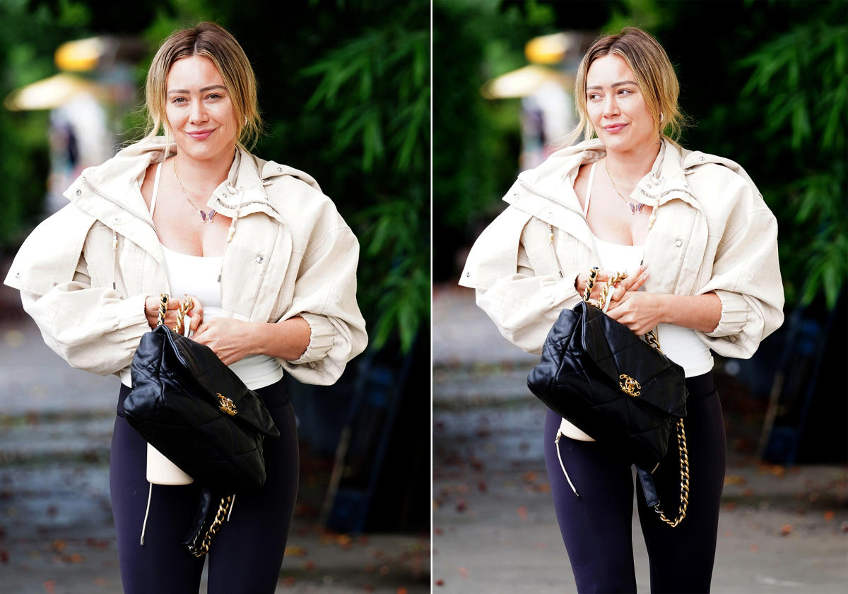 Style a Bottega Veneta crossbody bag like Hilary Duff