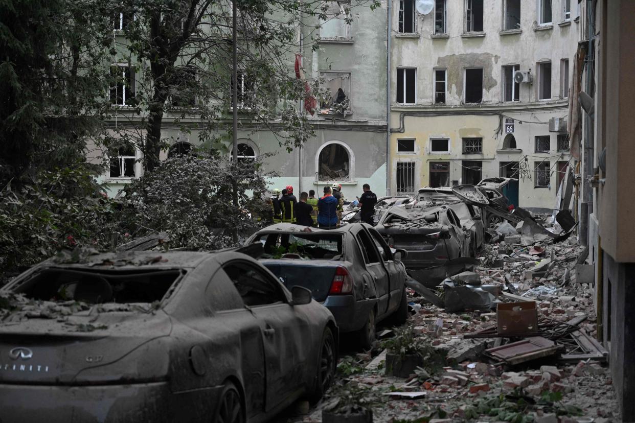 A missile that hit an apartment block in Ukraine’s Lviv killed five (AFP via Getty Images)