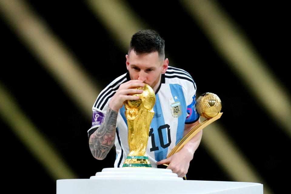 Messi enjoyed the greatest moment of his international career in December as he lifted the World Cup for Argentina (PA Wire)