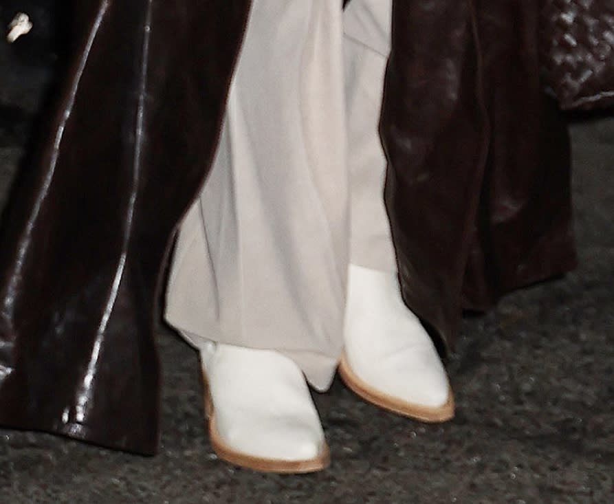 A closer look at the pointed-toe boots worn by Bad Bunny at the Met Gala after party