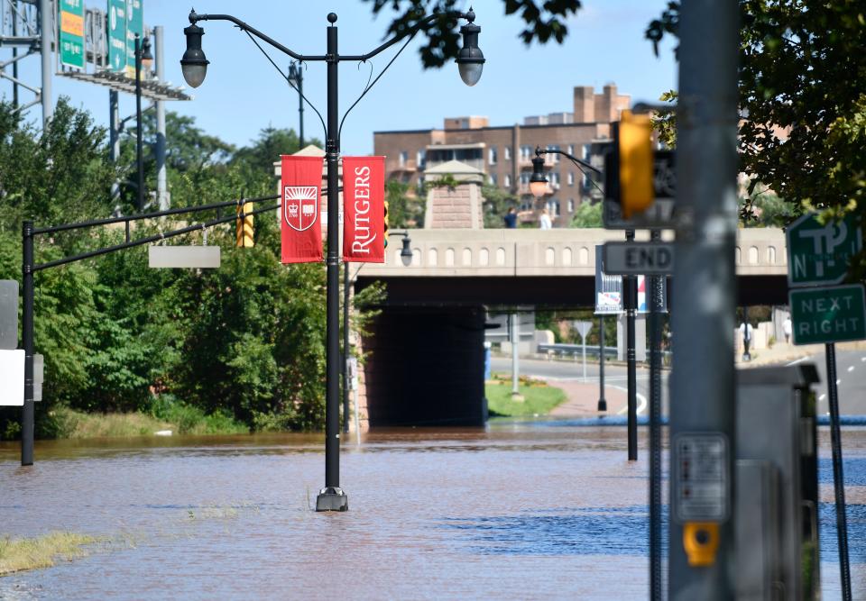 A flood scene at the corner of Neilson and Albany streets in New Brunswick on Thursday, Sept. 2, 2021